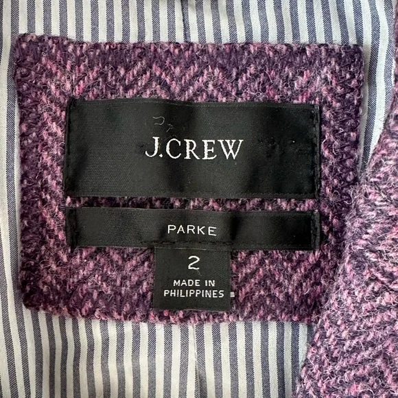 J.Crew Parke Blazer Jacket Sz 2 Purple Herringbone English Wool - Picture 7 of 16